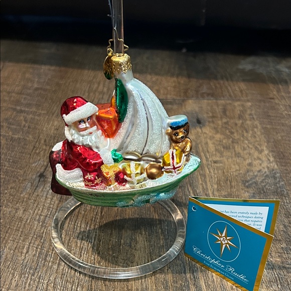 Christopher Radko Christmas ornament glass 
 Santa Claus in a boat. "NANTUCKET” - Picture 1 of 9